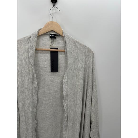 Mono B Women Gray Open Front Cardigan Sweater Long Asymmetrical Size 3XL NWT** - Picture 6 of 8